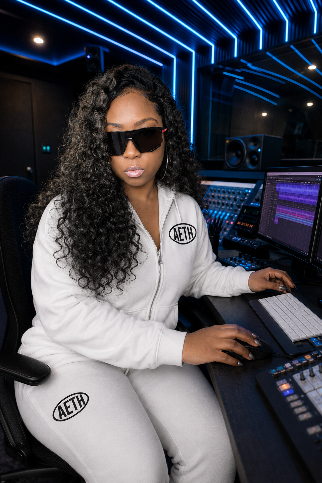Ms. Williams in a recording studio